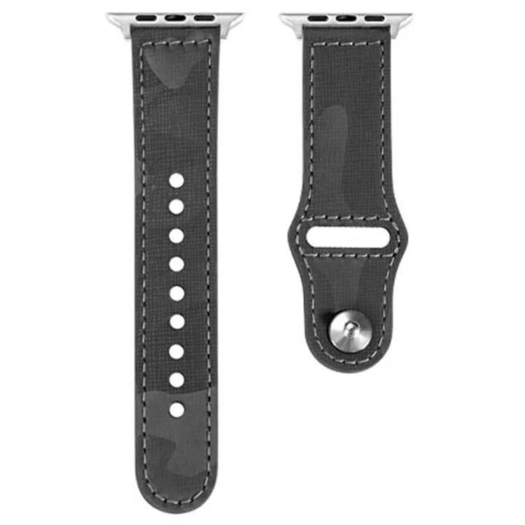 KALEBOL For Apple Watch Series 10 42mm / 9 8 7 41mm / SE (2023) SE (2022) SE 6 5 4 40mm / 3 2 1 38mm Genuine Cow Leather Strap Camouflage