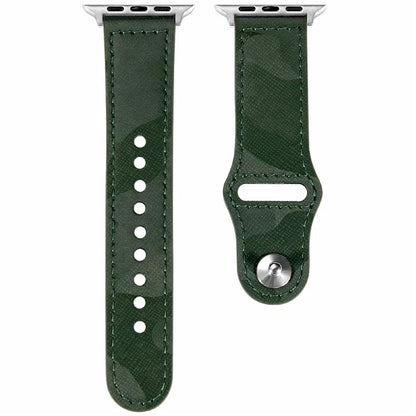 KALEBOL For Apple Watch Series 10 42mm / 9 8 7 41mm / SE (2023) SE (2022) SE 6 5 4 40mm / 3 2 1 38mm Genuine Cow Leather Strap Camouflage