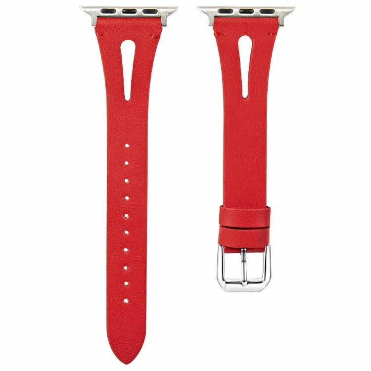 KALEBOL For Apple Watch Series 10 42mm / 9 8 7 41mm / SE (2023) SE (2022) SE 6 5 4 40mm / 3 2 1 38mm Water-Drop Genuine Cow Leather Strap