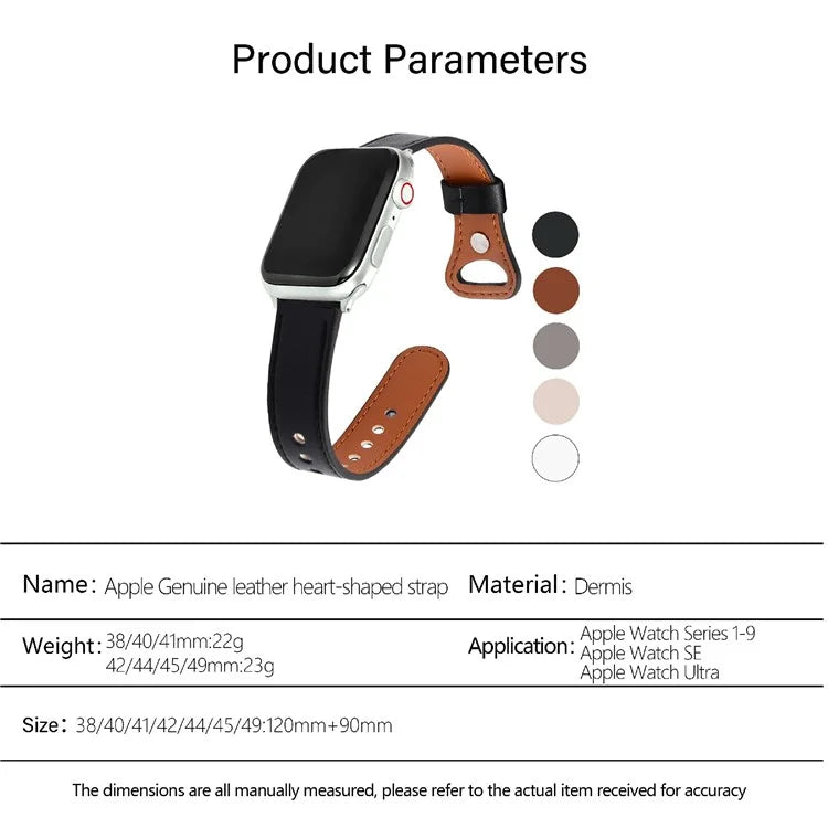KALEBOL For Apple Watch Series 10 42mm / 9 8 7 41mm / SE (2023) SE (2022) SE 6 5 4 40mm / 3 2 1 38mm Genuine Cow Leather Watch Band