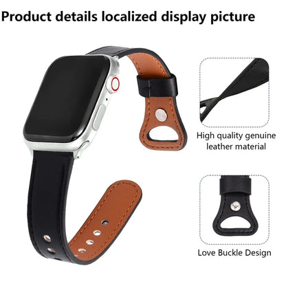 KALEBOL For Apple Watch Series 10 42mm / 9 8 7 41mm / SE (2023) SE (2022) SE 6 5 4 40mm / 3 2 1 38mm Genuine Cow Leather Watch Band