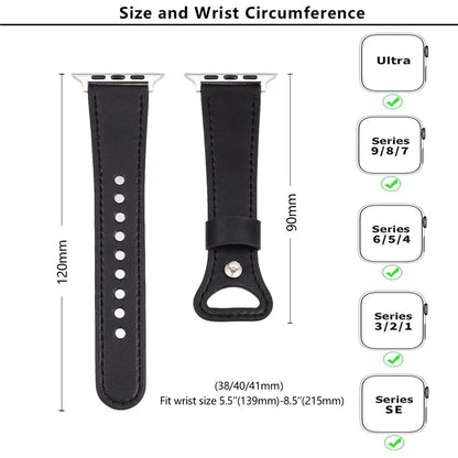 KALEBOL For Apple Watch Series 10 42mm / 9 8 7 41mm / SE (2023) SE (2022) SE 6 5 4 40mm / 3 2 1 38mm Genuine Cow Leather Watch Band