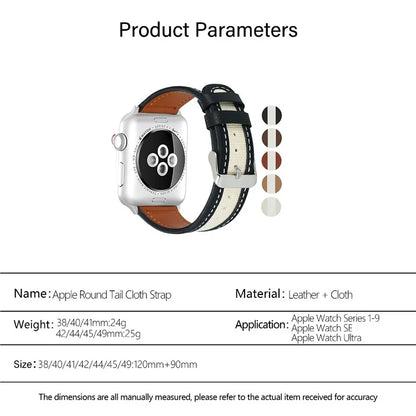 KALEBOL For Apple Watch Series 10 42mm / 9 8 7 41mm / SE (2023) SE (2022) SE 6 5 4 40mm / 3 2 1 38mm Genuine Cow Leather Strap