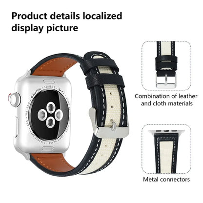 KALEBOL For Apple Watch Series 10 42mm / 9 8 7 41mm / SE (2023) SE (2022) SE 6 5 4 40mm / 3 2 1 38mm Genuine Cow Leather Strap