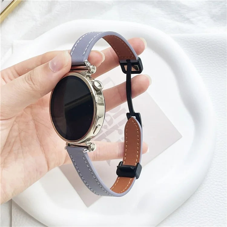 For Samsung Galaxy Watch3 45mm / Watch 46mm / Huawei Watch GT 4 46mm / Watch 4 22mm Magnetic Buckle Slim Microfiber Leather Watch Strap