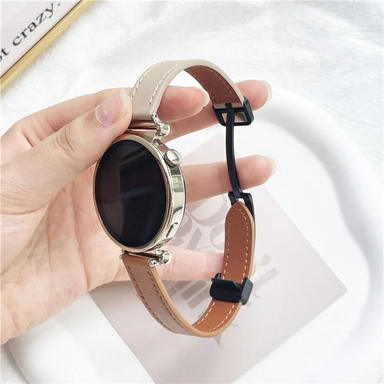 For Samsung Galaxy Watch3 45mm / Watch 46mm / Huawei Watch GT 4 46mm / Watch 4 22mm Magnetic Buckle Slim Microfiber Leather Watch Strap