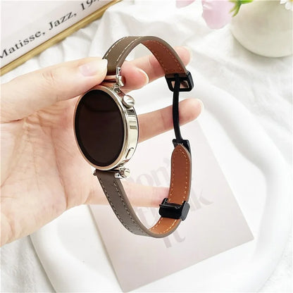 For Samsung Galaxy Watch3 45mm / Watch 46mm / Huawei Watch GT 4 46mm / Watch 4 22mm Magnetic Buckle Slim Microfiber Leather Watch Strap