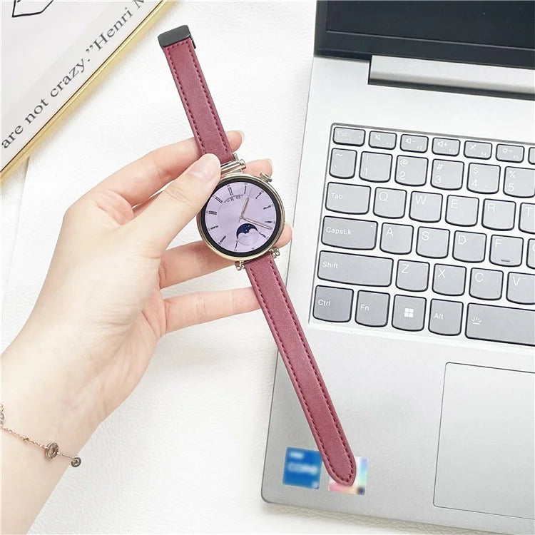 For Samsung Galaxy Watch3 45mm / Watch 46mm / Huawei Watch GT 4 46mm / Watch 4 22mm Magnetic Buckle Slim Microfiber Leather Watch Strap