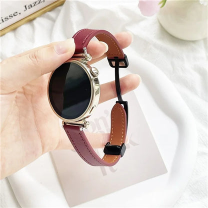 For Samsung Galaxy Watch3 45mm / Watch 46mm / Huawei Watch GT 4 46mm / Watch 4 22mm Magnetic Buckle Slim Microfiber Leather Watch Strap