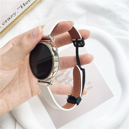 For Samsung Galaxy Watch3 45mm / Watch 46mm / Huawei Watch GT 4 46mm / Watch 4 22mm Magnetic Buckle Slim Microfiber Leather Watch Strap