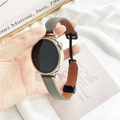 For Samsung Galaxy Watch3 45mm / Watch 46mm / Huawei Watch GT 4 46mm / Watch 4 22mm Magnetic Buckle Slim Microfiber Leather Watch Strap