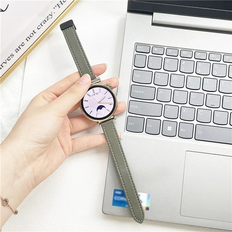 For Samsung Galaxy Watch3 45mm / Watch 46mm / Huawei Watch GT 4 46mm / Watch 4 22mm Magnetic Buckle Slim Microfiber Leather Watch Strap