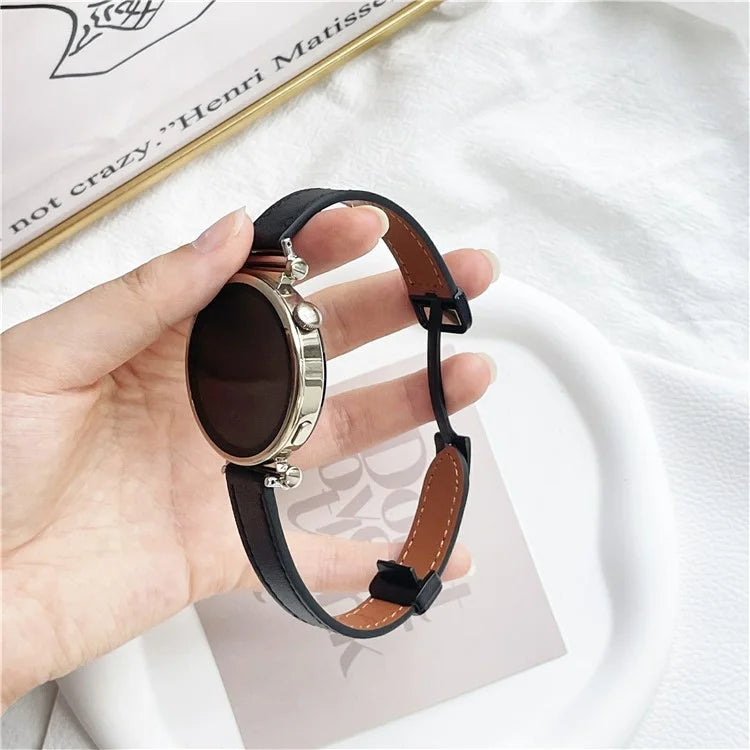 For Samsung Galaxy Watch3 45mm / Watch 46mm / Huawei Watch GT 4 46mm / Watch 4 22mm Magnetic Buckle Slim Microfiber Leather Watch Strap