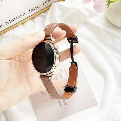 For Samsung Galaxy Watch7 / Watch FE / Watch6 / Watch 5 / Watch4 Universal 20mm Magnetic Buckle Slim Microfiber Leather Watch Strap