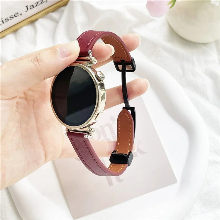 For Samsung Galaxy Watch7 / Watch FE / Watch6 / Watch 5 / Watch4 Universal 20mm Magnetic Buckle Slim Microfiber Leather Watch Strap