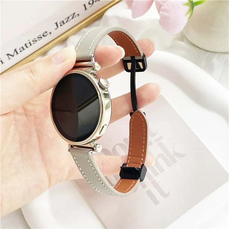 For Samsung Galaxy Watch7 / Watch FE / Watch6 / Watch 5 / Watch4 Universal 20mm Magnetic Buckle Slim Microfiber Leather Watch Strap