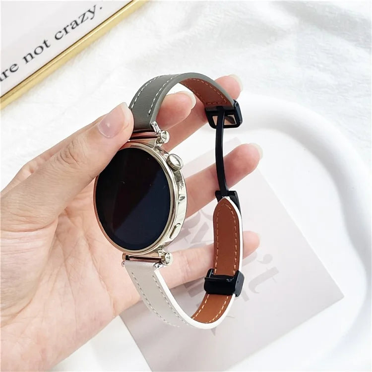 For Samsung Galaxy Watch7 / Watch FE / Watch6 / Watch 5 / Watch4 Universal 20mm Magnetic Buckle Slim Microfiber Leather Watch Strap