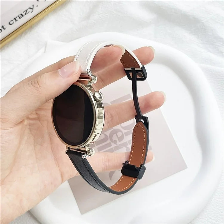 For Samsung Galaxy Watch7 / Watch FE / Watch6 / Watch 5 / Watch4 Universal 20mm Magnetic Buckle Slim Microfiber Leather Watch Strap