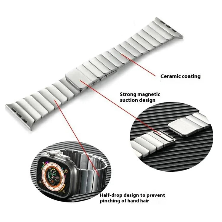 For Apple Watch 10 46mm / Ultra 2 / Ultra 49mm / 9 8 7 45mm / SE (2023) SE (2022) SE 6 5 4 44mm / 3 2 1 42mm Magnetic Metal Watch Strap