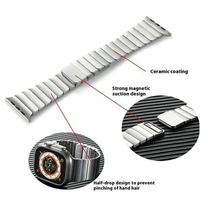 For Apple Watch 10 46mm / Ultra 2 / Ultra 49mm / 9 8 7 45mm / SE (2023) SE (2022) SE 6 5 4 44mm / 3 2 1 42mm Magnetic Metal Watch Strap