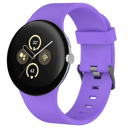 For Google Pixel Watch 3 45mm Silicone Watch Band Replacement Strap with Metal Connector