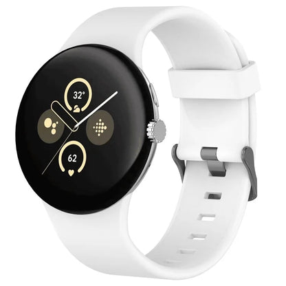 For Google Pixel Watch 3 45mm Silicone Watch Band Replacement Strap with Metal Connector