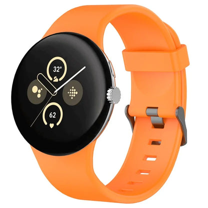 For Google Pixel Watch 3 45mm Silicone Watch Band Replacement Strap with Metal Connector