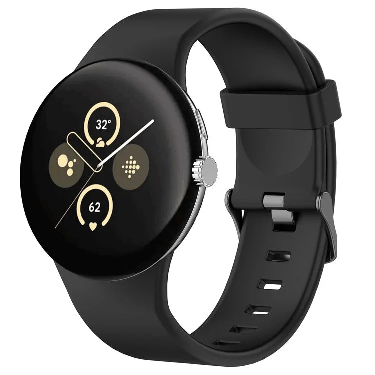 For Google Pixel Watch 3 45mm Silicone Watch Band Replacement Strap with Metal Connector