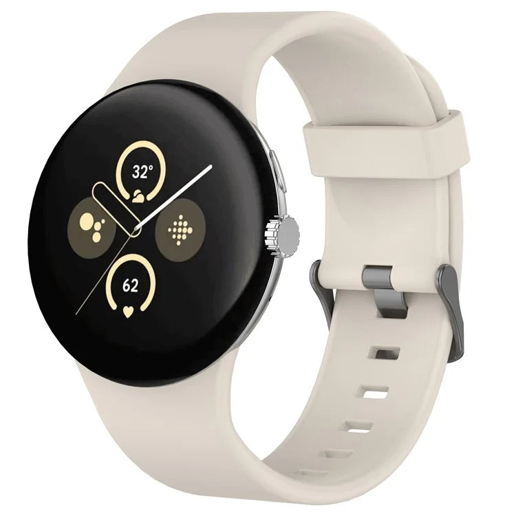 For Google Pixel Watch 3 45mm Silicone Watch Band Replacement Strap with Metal Connector