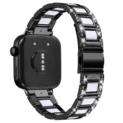 For Huawei Watch Fit 3 Metal Alloy Watch Band Rhinestones Resin Wristband Bracelet