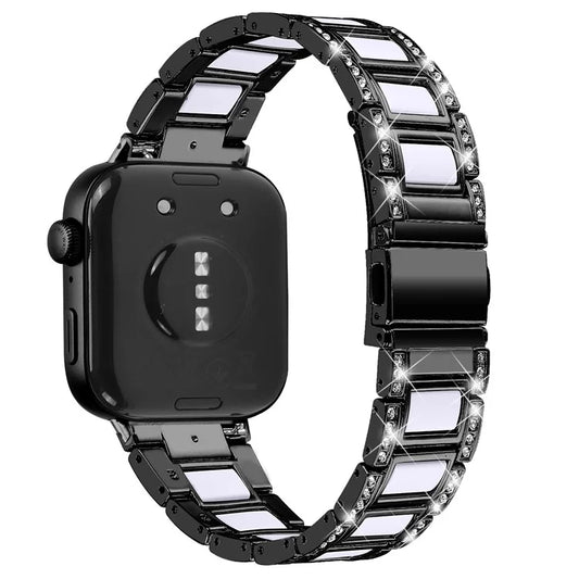 For Huawei Watch Fit 3 Metal Alloy Watch Band Rhinestones Resin Wristband Bracelet