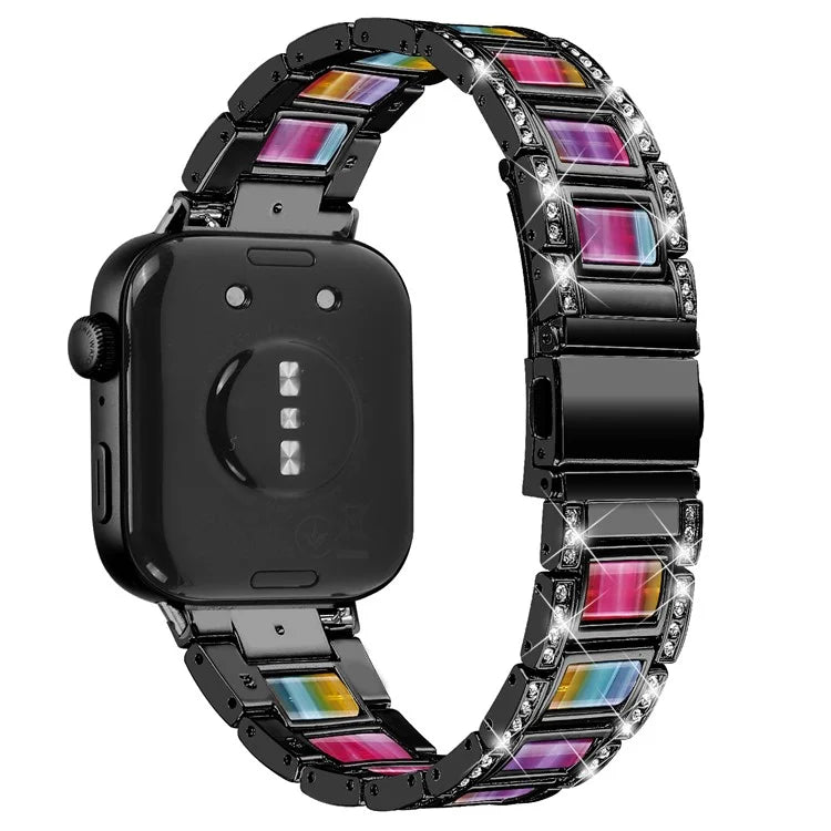 For Huawei Watch Fit 3 Metal Alloy Watch Band Rhinestones Resin Wristband Bracelet