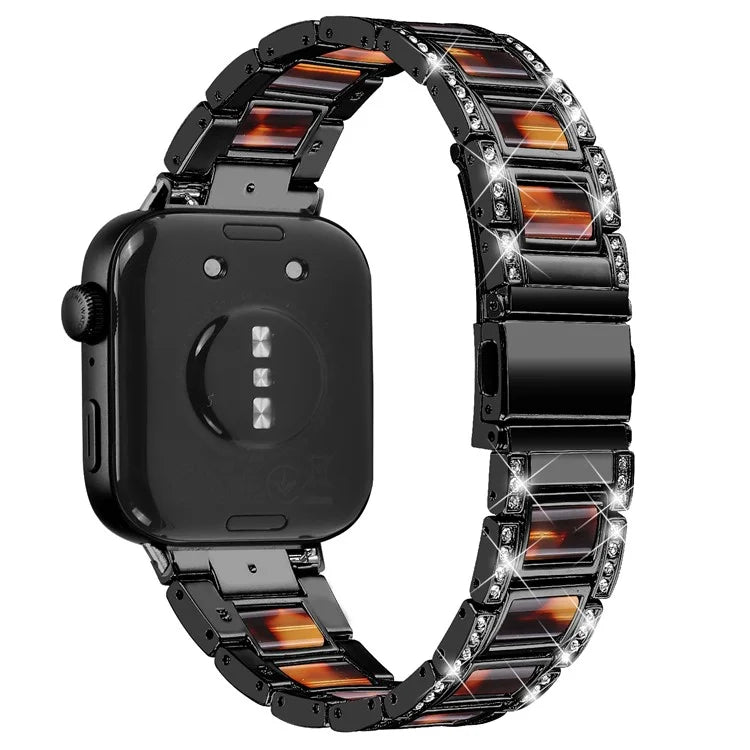 For Huawei Watch Fit 3 Metal Alloy Watch Band Rhinestones Resin Wristband Bracelet