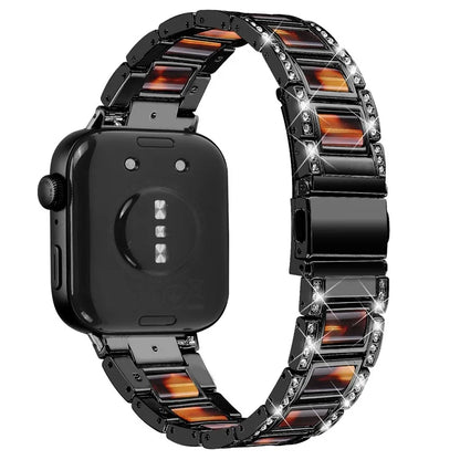 For Huawei Watch Fit 3 Metal Alloy Watch Band Rhinestones Resin Wristband Bracelet