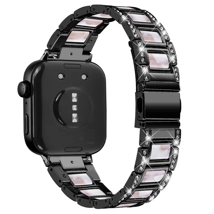 For Huawei Watch Fit 3 Metal Alloy Watch Band Rhinestones Resin Wristband Bracelet