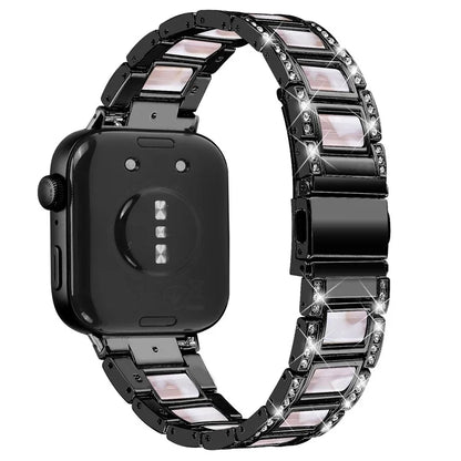 For Huawei Watch Fit 3 Metal Alloy Watch Band Rhinestones Resin Wristband Bracelet