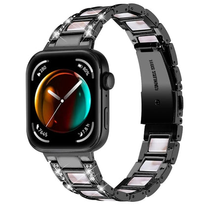 For Huawei Watch Fit 3 Metal Alloy Watch Band Rhinestones Resin Wristband Bracelet