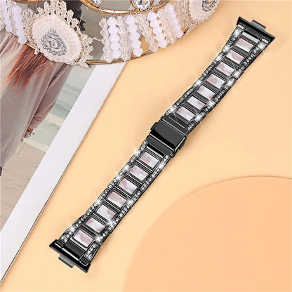 For Huawei Watch Fit 3 Metal Alloy Watch Band Rhinestones Resin Wristband Bracelet