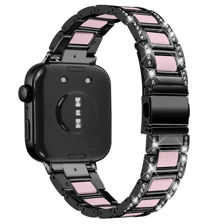 For Huawei Watch Fit 3 Metal Alloy Watch Band Rhinestones Resin Wristband Bracelet