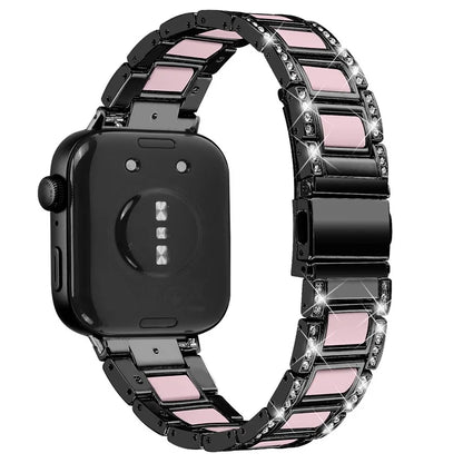 For Huawei Watch Fit 3 Metal Alloy Watch Band Rhinestones Resin Wristband Bracelet