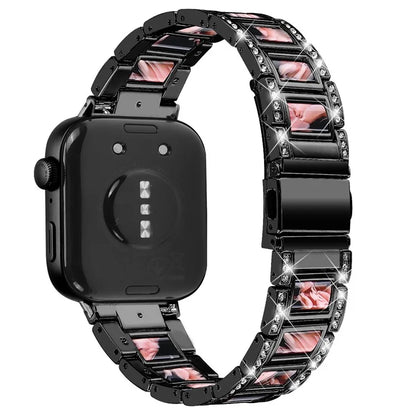 For Huawei Watch Fit 3 Metal Alloy Watch Band Rhinestones Resin Wristband Bracelet