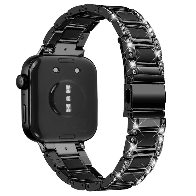 For Huawei Watch Fit 3 Metal Alloy Watch Band Rhinestones Resin Wristband Bracelet