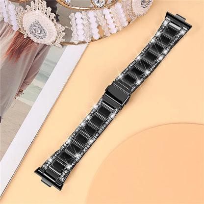For Huawei Watch Fit 3 Metal Alloy Watch Band Rhinestones Resin Wristband Bracelet