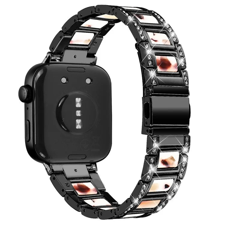 For Huawei Watch Fit 3 Metal Alloy Watch Band Rhinestones Resin Wristband Bracelet