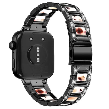 For Huawei Watch Fit 3 Metal Alloy Watch Band Rhinestones Resin Wristband Bracelet
