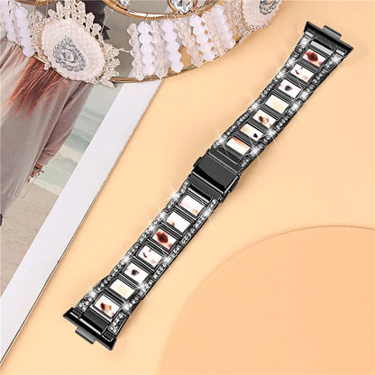 For Huawei Watch Fit 3 Metal Alloy Watch Band Rhinestones Resin Wristband Bracelet