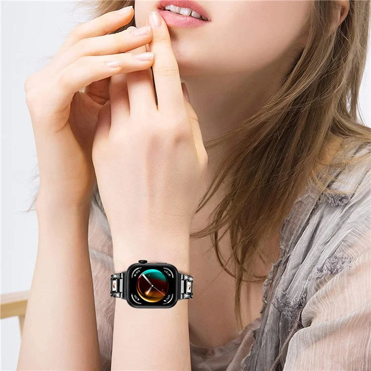 For Huawei Watch Fit 3 Metal Alloy Watch Band Rhinestones Resin Wristband Bracelet