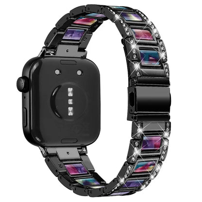 For Huawei Watch Fit 3 Metal Alloy Watch Band Rhinestones Resin Wristband Bracelet