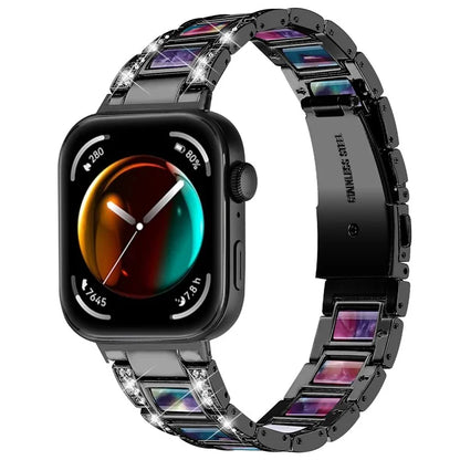 For Huawei Watch Fit 3 Metal Alloy Watch Band Rhinestones Resin Wristband Bracelet