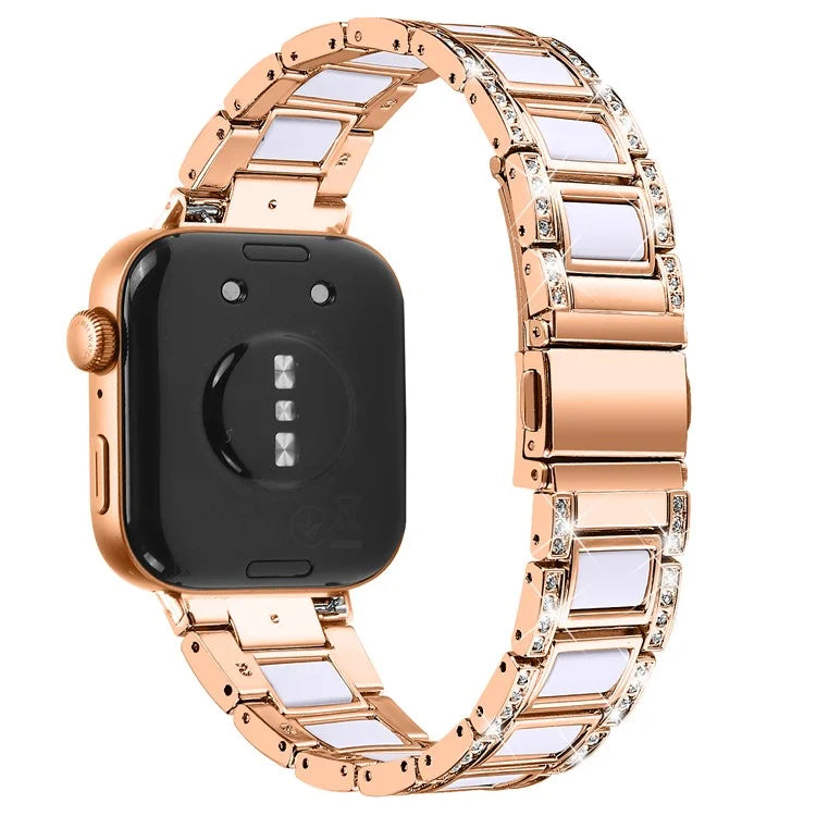 For Huawei Watch Fit 3 Metal Alloy Watch Band Rhinestones Resin Wristband Bracelet